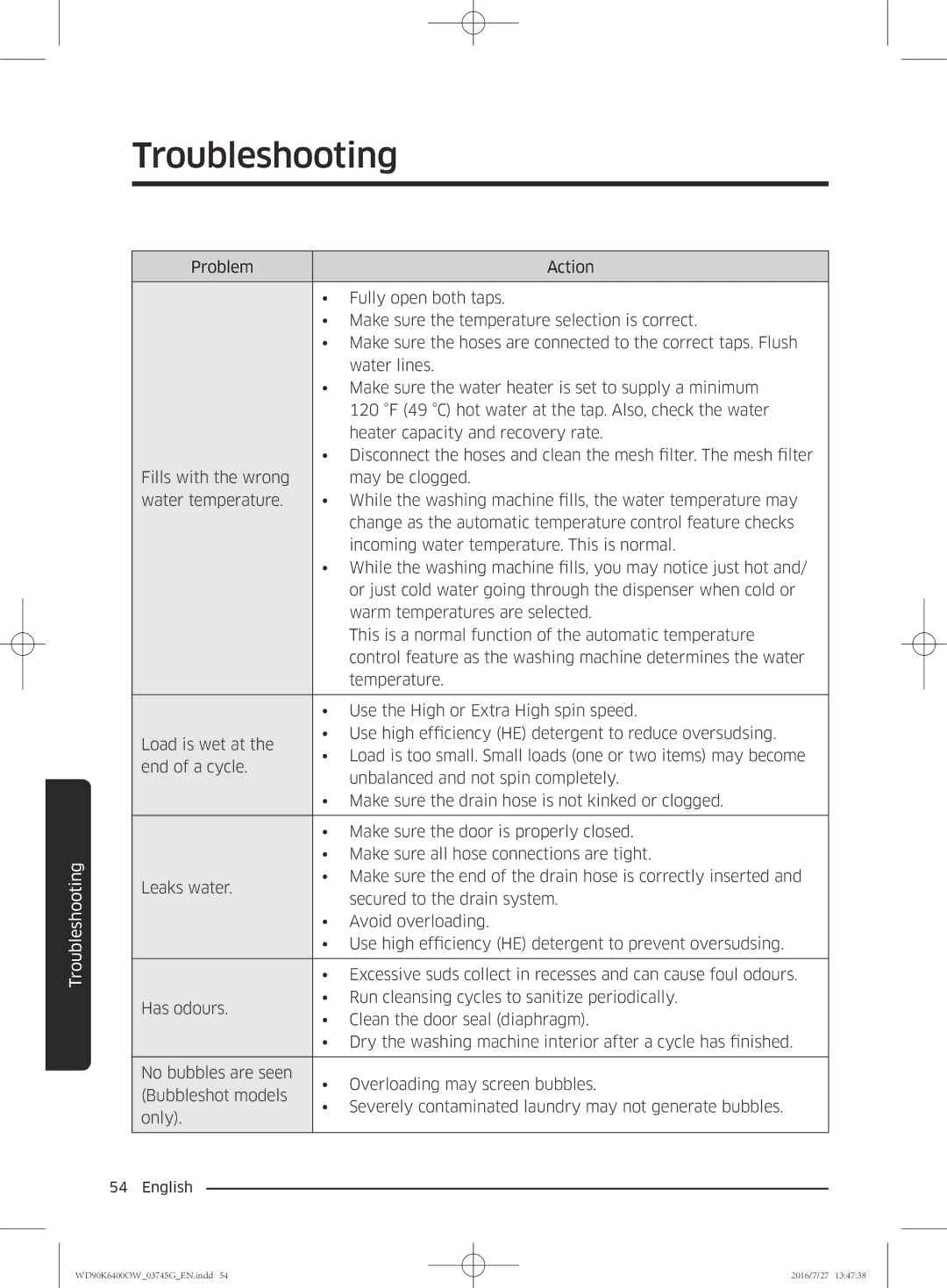 Samsung WD90K6400OW/ZE manual 54  